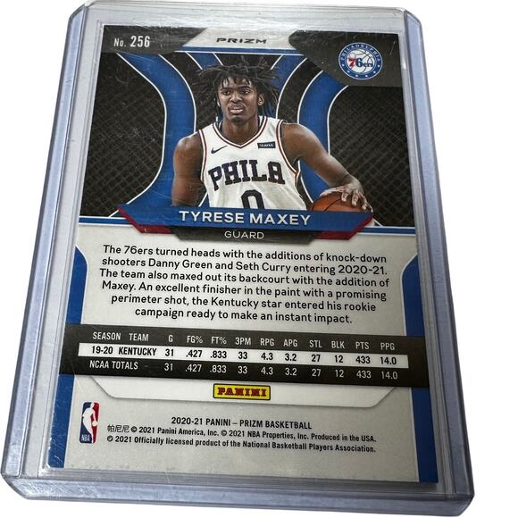2020-21 Panini Prizm Tyrese Maxey Red Wave Prizm Rookie Card - Picture 2 of 2